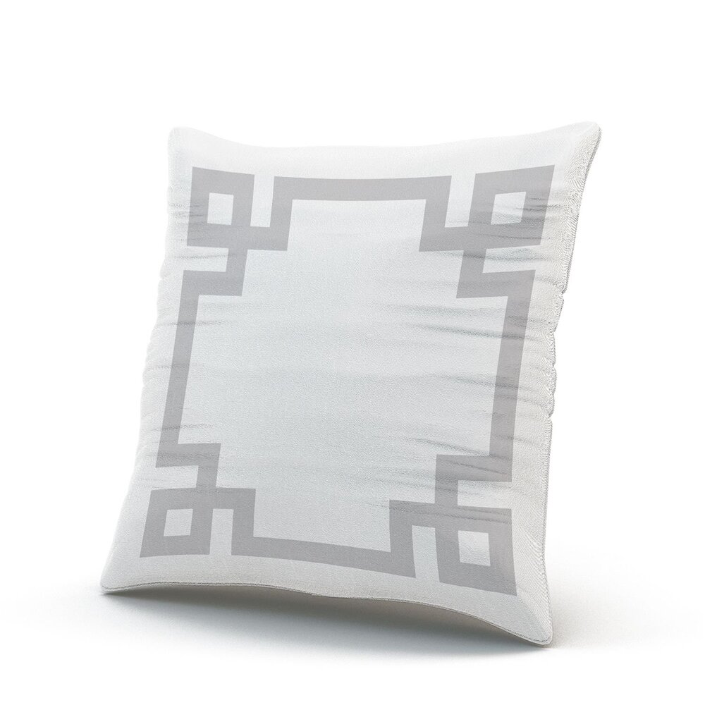 9638 Custom Fashion Home Decor Pillowcase Gray and White Greek Key Border - Picture 2 of 4